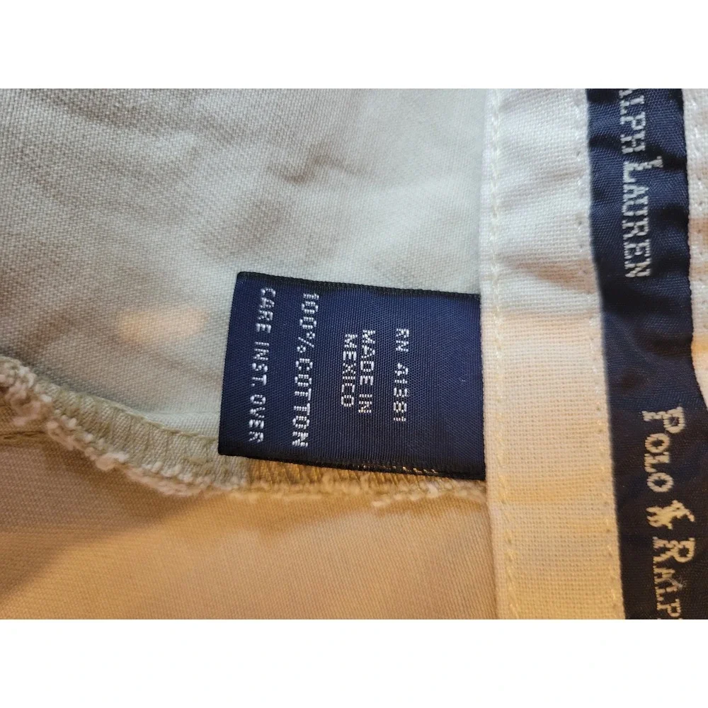 Polo Ralph Lauren Polo Chino Pan Mens 42x27 Khaki Tan Pleated Cuffed Cotton 1931